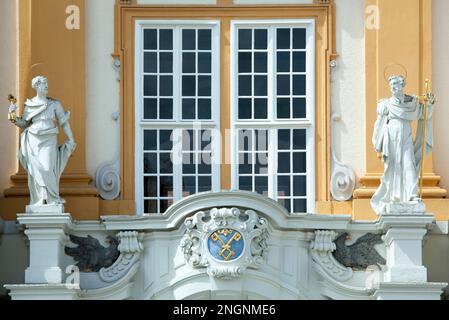 The close view of 18th century Melk Abbey window with baroque style exterior (Austria). Stock Photo