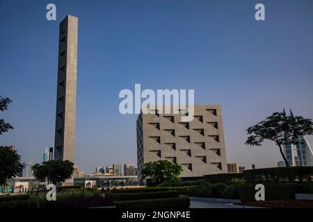 View of modern architecture of Arcapita investment company headquarters private mosque in Manama Bahrain. Stock Photo