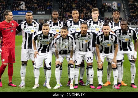 Milan, Italy. 18th Feb, 2023. Udinese Line Up during Inter - FC Internazionale vs Udinese Calcio, italian soccer Serie A match in Milan, Italy, February 18 2023 Credit: Independent Photo Agency/Alamy Live News Stock Photo