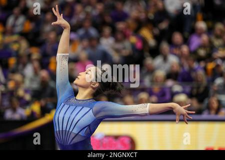 Baton Rouge, LA, USA. 17th Feb, 2023. Florida's Victoria Nguyen competes on the floor during NCAA Gymnastics action between the Florida Gators and the LSU Tigers at the Pete Maravich Assembly Center in Baton Rouge, LA. Jonathan Mailhes/CSM/Alamy Live News Stock Photo