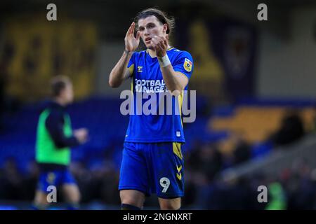 London, UK. 18th Feb, 2023. Josh Davison of AFC Wimbledon applauds fans at full time during the EFL Sky Bet League 2 match between AFC Wimbledon and Hartlepool United at Plough Lane, London, England on 18 February 2023. Photo by Carlton Myrie. Editorial use only, license required for commercial use. No use in betting, games or a single club/league/player publications. Credit: UK Sports Pics Ltd/Alamy Live News Stock Photo