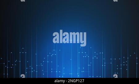cityscape technology background concept. city space bright glowing neon, data blue line circle lights, technology Abstract, vector. city for tech, web Stock Vector