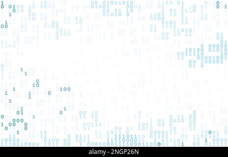 Abstract binary code background with blue ones and zeros on a white. Digital vector graphic pattern Stock Vector