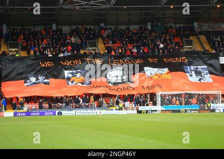 18th February 2023; Tannadice Park, Dundee, Scotland: Scottish Premiership Football, Dundee United versus St Johnstone; Dundee United fans banner Stock Photo