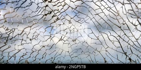 Useful texture overlay. A broken glass on. with many sharp shards. Useful texture overlay for background.  Stock Photo