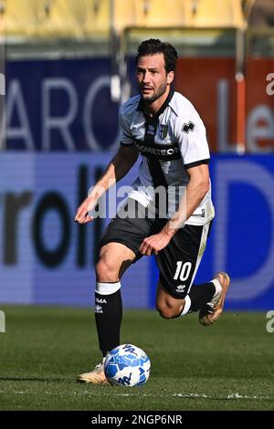 Parma, Italy. 05th Feb, 2023. Tardini Stadium, 05.02.23 Franco Damian  Vazquez (10 Parma) celebrates his goal during the Serie B match between  Parma and Genoa at Tardini Stadium in Parma, Italia Soccer (