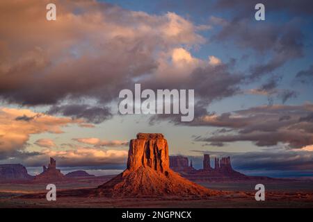 Monument Valley Navajo Tribal Park on the Arizona/Utah border, USA. Stock Photo