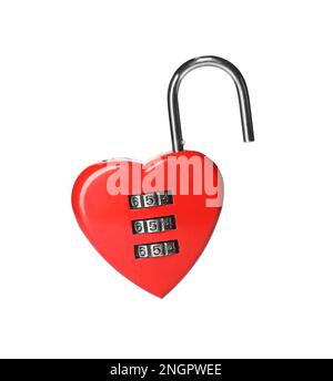 Red heart shaped padlock isolated on white Stock Photo