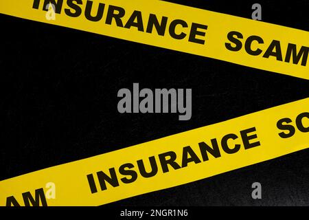 Insurance scam and fraud alert, caution and warning concept. Yellow ...