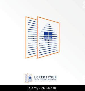 window and house inside line paper layers image graphic icon logo design abstract concept vector stock. used as a symbol related to audit or property Stock Vector