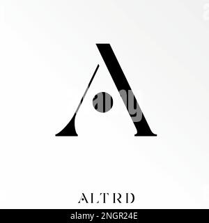 Letter or word A serif font with cutting and dot image graphic icon logo design abstract concept vector stock symbol related to art or initial Stock Vector