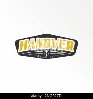 writing HANOVER with letter or word H font inside water or gasoline graphic icon logo design abstract concept vector stock classic emblem gas station Stock Vector