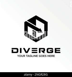 letter or word D font in hexagon and triangle with arrow image graphic icon logo design abstract concept vector stock related to initial or drive Stock Vector