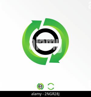 Letter or word E sans serif font with recycle around image graphic icon logo design abstract concept vector stock related to green or initial Stock Vector