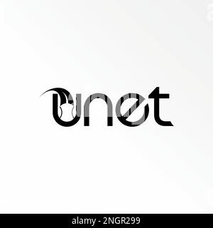Unique and simple letter or word U or O NET font with tennis ball in speed or swoosh move graphic icon logo design concept vector stock sport initial Stock Vector