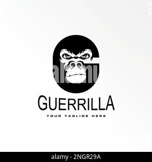 gorilla head in angry expression with in hexagon or ellipse like letter