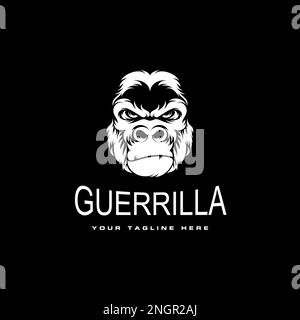 gorilla head illustration in angry or serious expression image graphic icon logo design abstract concept vector stock animal or character Stock Vector