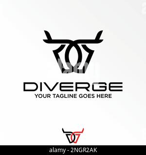 Letter or word DD sans serif font with horn on triangle arrow like animal head graphic icon logo design abstract concept vector stock initial monogram Stock Vector