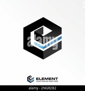 Letter or word GE, CEE, CCE font in square and hexagon image graphic icon logo design abstract concept vector stock initial or monogram Stock Vector