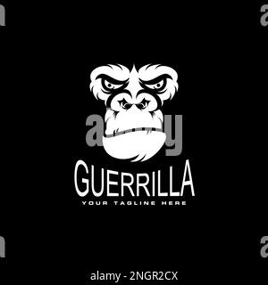gorilla head illustration in angry or serious expression image graphic icon logo design abstract concept vector stock animal or character Stock Vector