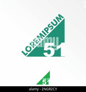 Number 51 or five one sans serif font inside triangle block image graphic icon logo design abstract concept vector stock initial or sport Stock Vector