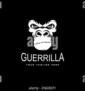 gorilla head illustration in angry or serious expression image graphic icon logo design abstract concept vector stock animal or character Stock Vector
