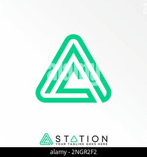 letter or word S or SA line font in triangle line image graphic icon logo design abstract concept vector stock related to initial sport or monogram Stock Vector