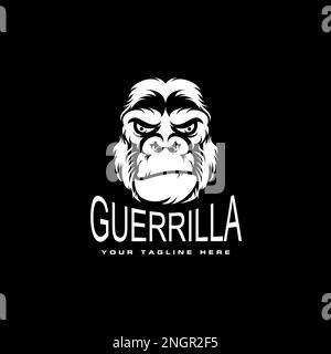 gorilla head illustration in angry or serious expression image graphic icon logo design abstract concept vector stock animal or character Stock Vector