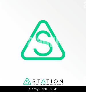 letter or word S or SA line font in triangle line image graphic icon logo design abstract concept vector stock related to initial sport or monogram Stock Vector