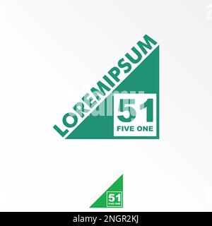 Number 51 or five one sans serif font inside triangle block image graphic icon logo design abstract concept vector stock initial or sport Stock Vector
