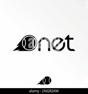 Unique and simple letter or word U or O NET font with tennis ball in speed or swoosh move graphic icon logo design concept vector stock sport initial Stock Vector