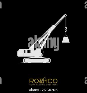 Crane on high level for heavy material image graphic icon logo design abstract concept vector stock. related to construction project or lift Stock Vector