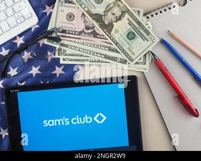 Germany. 19th Feb, 2023. In this photo illustration, Sam's Club logo seen displayed on a tablet. (Photo by Igor Golovniov/SOPA Images/Sipa USA) Credit: Sipa USA/Alamy Live News Stock Photo