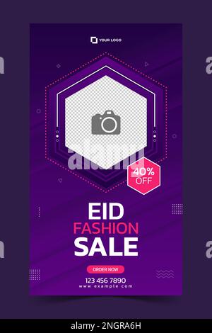 Social media post template eid fashion item sale. portrait background design. social media story template for product promotion ad Stock Vector