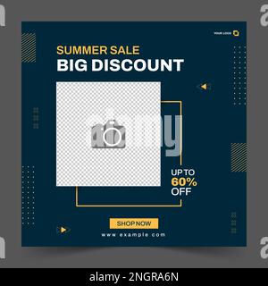 Summer sale social media post template for special offer. Digital banner, Poster, product promotion, digital layout. Vector illustration. Stock Vector