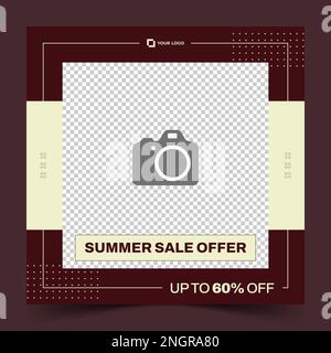 Summer sale social media post template for special offer. Digital banner, Poster, product promotion, digital layout. Vector illustration. Stock Vector