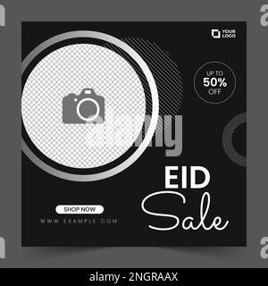 Eid sale social media post template design. For social media posts, Instagram, and web internet ads. Eid offer banner Stock Vector