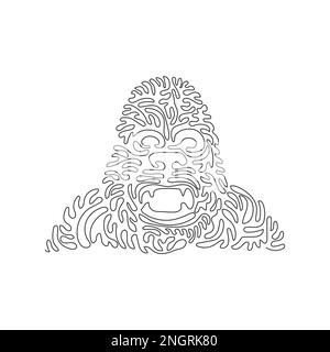 Single curly line drawing of gruesome gorilla. Continuous line drawing graphic design vector illustration of a gorilla is robust and powerful Stock Vector