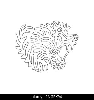 Single curly one line drawing of wild baboon abstract art. Continuous line drawing graphic design vector illustration of ferocious babbon for icon Stock Vector
