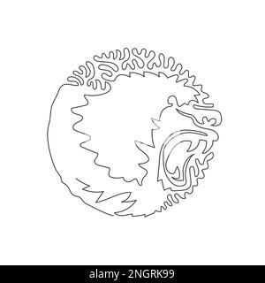 Single one line drawing abstract art. Baboon sharp canine teeth. Continuous line drawing graphic vector illustration of baboon wild animal Stock Vector