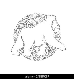 Continuous one curve line drawing abstract art. Gorilla is robust and powerful. Single line editable stroke vector illustration of wild animal Stock Vector