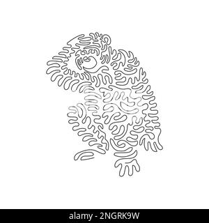 Continuous curve one line drawing abstract art. Chimpanzees are highly social. Single line editable stroke vector illustration of friendly chimpanzees Stock Vector