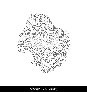 Single swirl continuous line drawing of gruesome gorilla. Continuous line drawing graphic design vector illustration gorilla is largest of the ape Stock Vector
