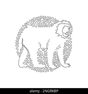 Single swirl continuous line drawing of scary baboon abstract art. Continuous line drawing design vector illustration style of baboon wild animal Stock Vector