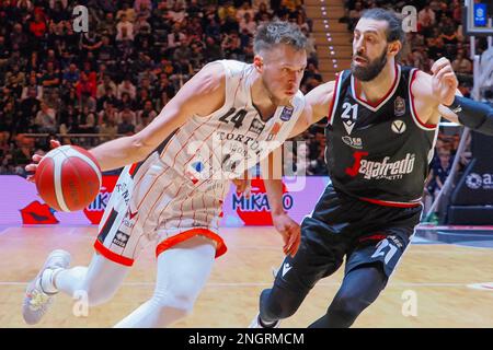 Tornike Shengelia (Segafredo Virtus Bologna) throws a free throw during the  italian A1 basketball championship match Segafredo Virtus Bologna Vs.  Givova Scafati Basket - Bologna, December 11, 2022 at Segafredo Arena Stock  Photo - Alamy