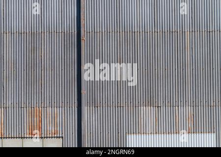 Corrugated iron factory wall and metal texture in Castlemaine Australia. Stock Photo