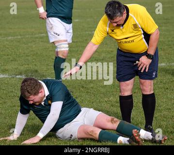 Old Patesians RFC vs Widden Old Boys RFC Rugby Union match Stock Photo