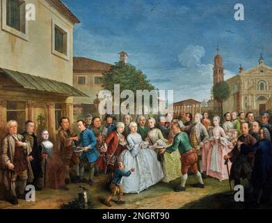 Ricevimento in Villa Widmann a Bagnoli -   - olio su tela - Andrea Pastò  - 1755  - Bergamo, Accademia Carrara Stock Photo