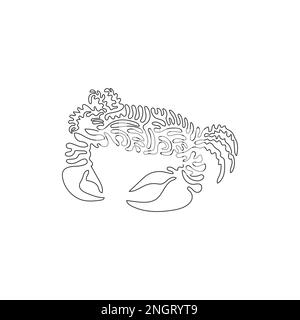 Continuous curve one line drawing of cute crab abstract art. Single line editable stroke vector illustration of adorable crab for logo, wall decor Stock Vector