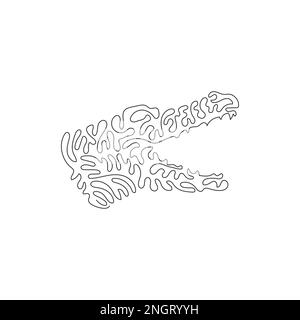 Single one line drawing of the predatory alligator abstract art. Continuous line drawing graphic design vector illustration of wild alligator for icon Stock Vector